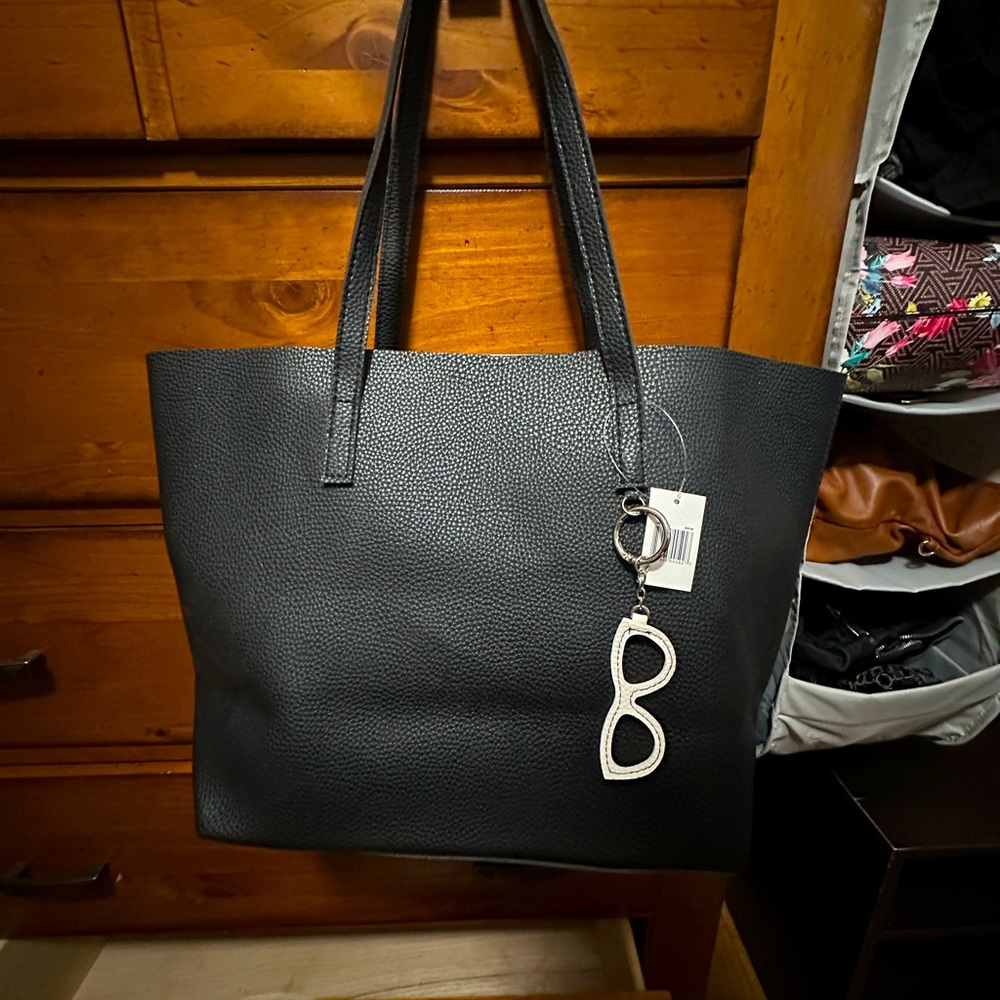Black and grey Faux leather/suede tote bag